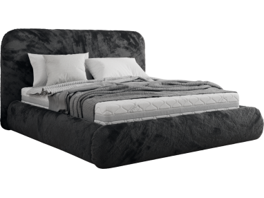 Łóżko tapicerowane BENEA CLASSIC 160x200 - materac pocket - ciemnoszary, plusz