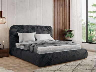 Łóżko tapicerowane BENEA CLASSIC 180x200 - materac pocket - ciemnoszary, plusz