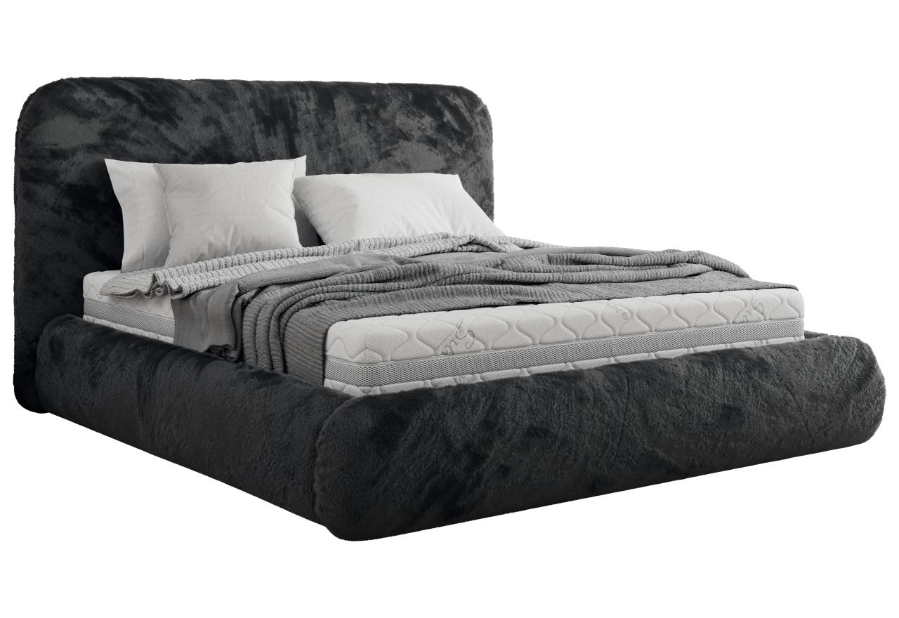 Łóżko tapicerowane BENEA CLASSIC 200x200 - materac pocket - ciemnoszary, plusz