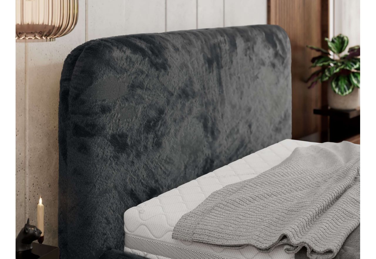Łóżko tapicerowane BENEA CLASSIC 200x200 - materac pocket - ciemnoszary, plusz