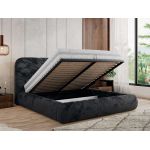 Łóżko tapicerowane BENEA CLASSIC 200x200 - materac multipocket - ciemnoszary, plusz