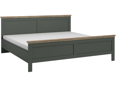 Drewniane podwójne łóżko 180x200 z opcją wyboru materaca i stelaża - ELVAS S Dąb Lefkas / Zielony