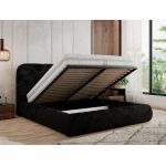 Łóżko tapicerowane BENEA CLASSIC 160x200 - materac pocket - czarny, plusz