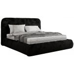Łóżko tapicerowane BENEA CLASSIC 200x200 - materac pocket - czarny, plusz