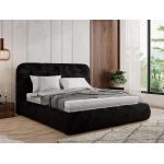 Łóżko tapicerowane BENEA CLASSIC 180x200 - materac multipocket - czarny, plusz