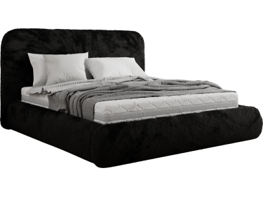 Łóżko tapicerowane BENEA CLASSIC 200x200 - materac multipocket - czarny, plusz