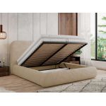 Łóżko tapicerowane BENEA CLASSIC 180x200 - materac piankowy - kremowy, plusz