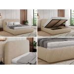 Łóżko tapicerowane BENEA CLASSIC 180x200 - materac piankowy - kremowy, plusz