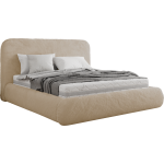 Łóżko tapicerowane BENEA CLASSIC 140x200 - materac pocket - kremowy, plusz