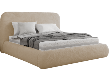 Łóżko tapicerowane BENEA CLASSIC 180x200 - materac pocket - kremowy, plusz