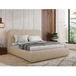 Łóżko tapicerowane BENEA CLASSIC 200x200 - materac pocket - kremowy, plusz