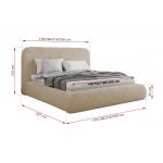 Łóżko tapicerowane BENEA CLASSIC 180x200 - materac multipocket - kremowy, plusz