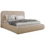 Łóżko tapicerowane BENEA CLASSIC 200x200 - materac multipocket - kremowy, plusz