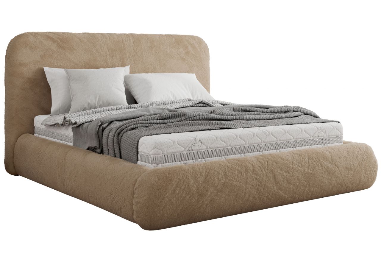 Łóżko tapicerowane BENEA CLASSIC 200x200 - beżowy, plusz