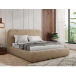 Łóżko tapicerowane BENEA CLASSIC 180x200 - materac piankowy - beżowy, plusz