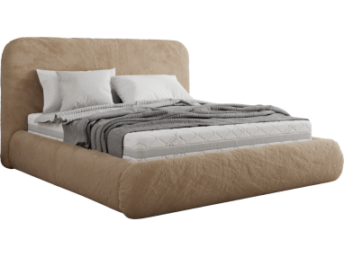 Łóżko tapicerowane BENEA CLASSIC 180x200 - materac pocket - beżowy, plusz