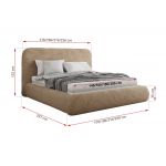 Łóżko tapicerowane BENEA CLASSIC 180x200 - materac pocket - beżowy, plusz