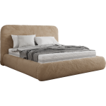 Łóżko tapicerowane BENEA CLASSIC 140x200 - materac multipocket - beżowy, plusz