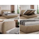 Łóżko tapicerowane BENEA CLASSIC 140x200 - materac multipocket - beżowy, plusz