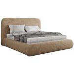 Łóżko tapicerowane BENEA CLASSIC 180x200 - materac multipocket - beżowy, plusz