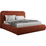 Łóżko tapicerowane BENEA CLASSIC 200x200 - materac piankowy - pomarańczowy, plusz