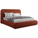 Łóżko tapicerowane BENEA CLASSIC 160x200 - materac pocket - pomarańczowy, plusz