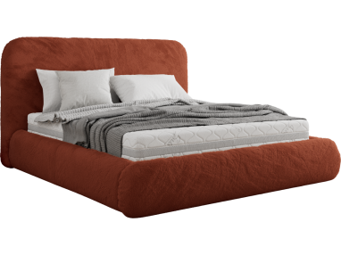 Łóżko tapicerowane BENEA CLASSIC 180x200 - materac pocket - pomarańczowy, plusz