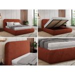 Łóżko tapicerowane BENEA CLASSIC 180x200 - materac pocket - pomarańczowy, plusz