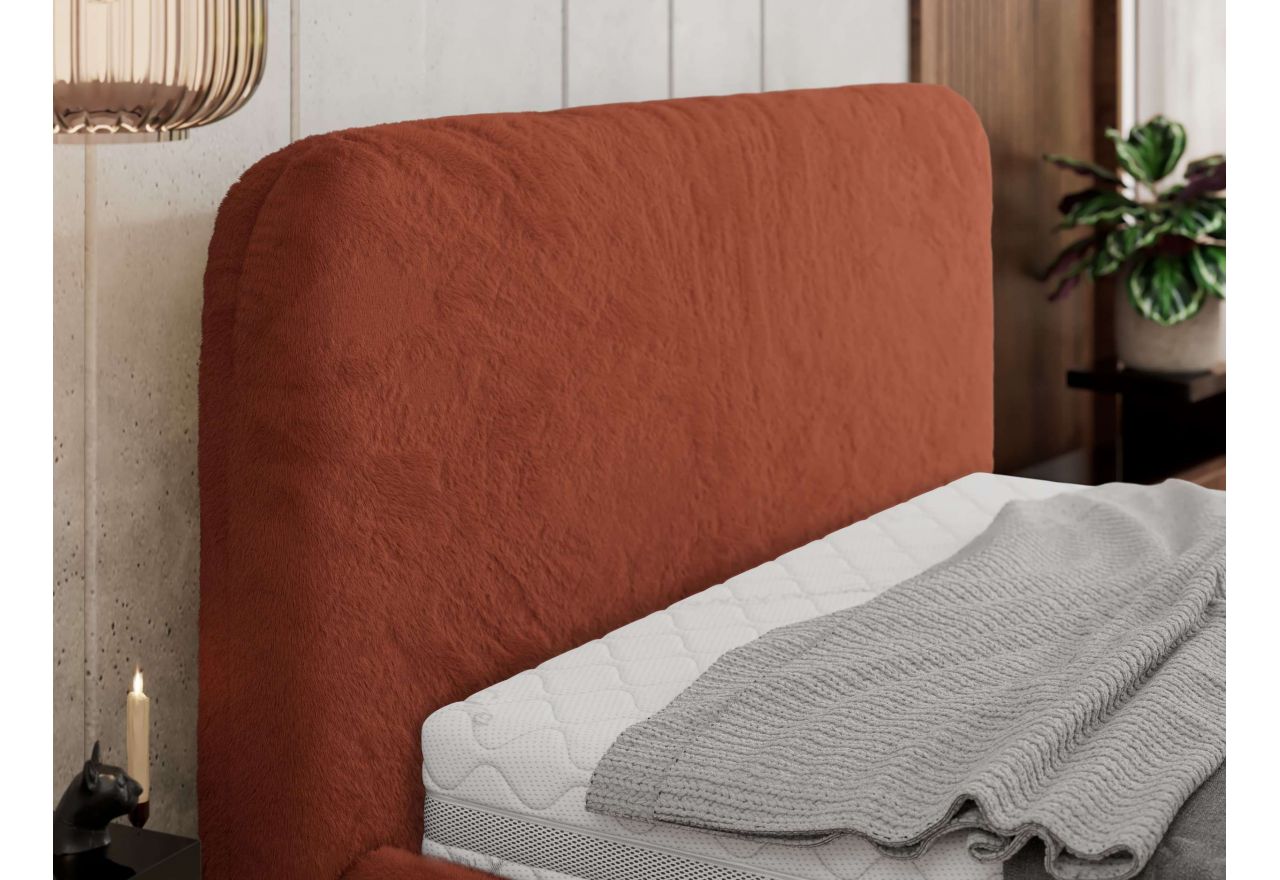 Łóżko tapicerowane BENEA CLASSIC 180x200 - materac multipocket - pomarańczowy, plusz