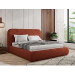Łóżko tapicerowane BENEA CLASSIC 200x200 - materac multipocket - pomarańczowy, plusz