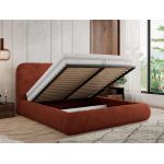 Łóżko tapicerowane BENEA CLASSIC 200x200 - materac multipocket - pomarańczowy, plusz