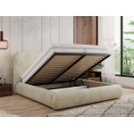 Łóżko tapicerowane BENEA CLASSIC 200x200 - materac piankowy - beżowy, welwet