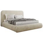 Łóżko tapicerowane BENEA CLASSIC 160x200 - materac pocket - beżowy, welwet