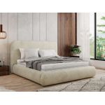 Łóżko tapicerowane BENEA CLASSIC 200x200 - materac pocket - beżowy, welwet