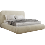 Łóżko tapicerowane BENEA CLASSIC 160x200 - materac multipocket - beżowy, welwet