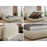 Łóżko tapicerowane BENEA CLASSIC 180x200 - materac multipocket - beżowy, welwet