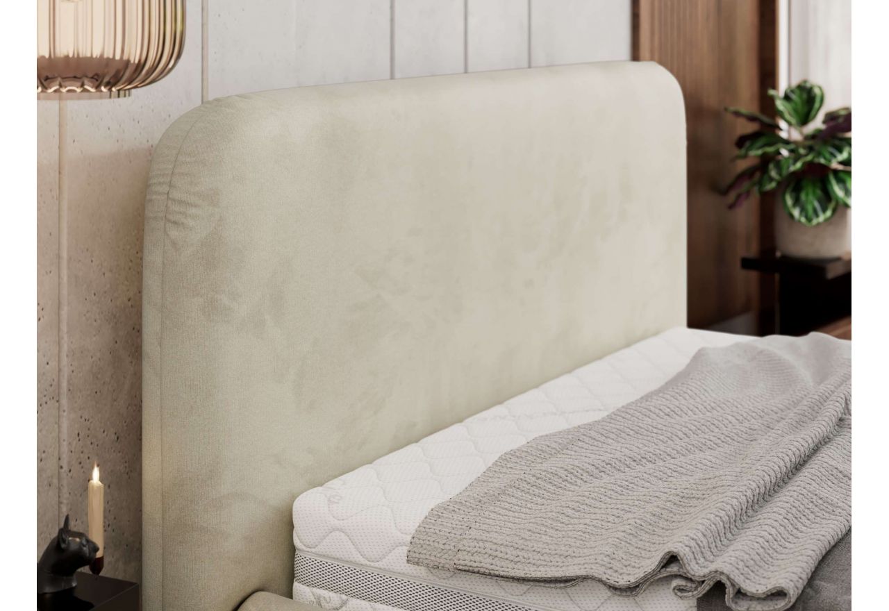 Łóżko tapicerowane BENEA CLASSIC 200x200 - materac multipocket - beżowy, welwet