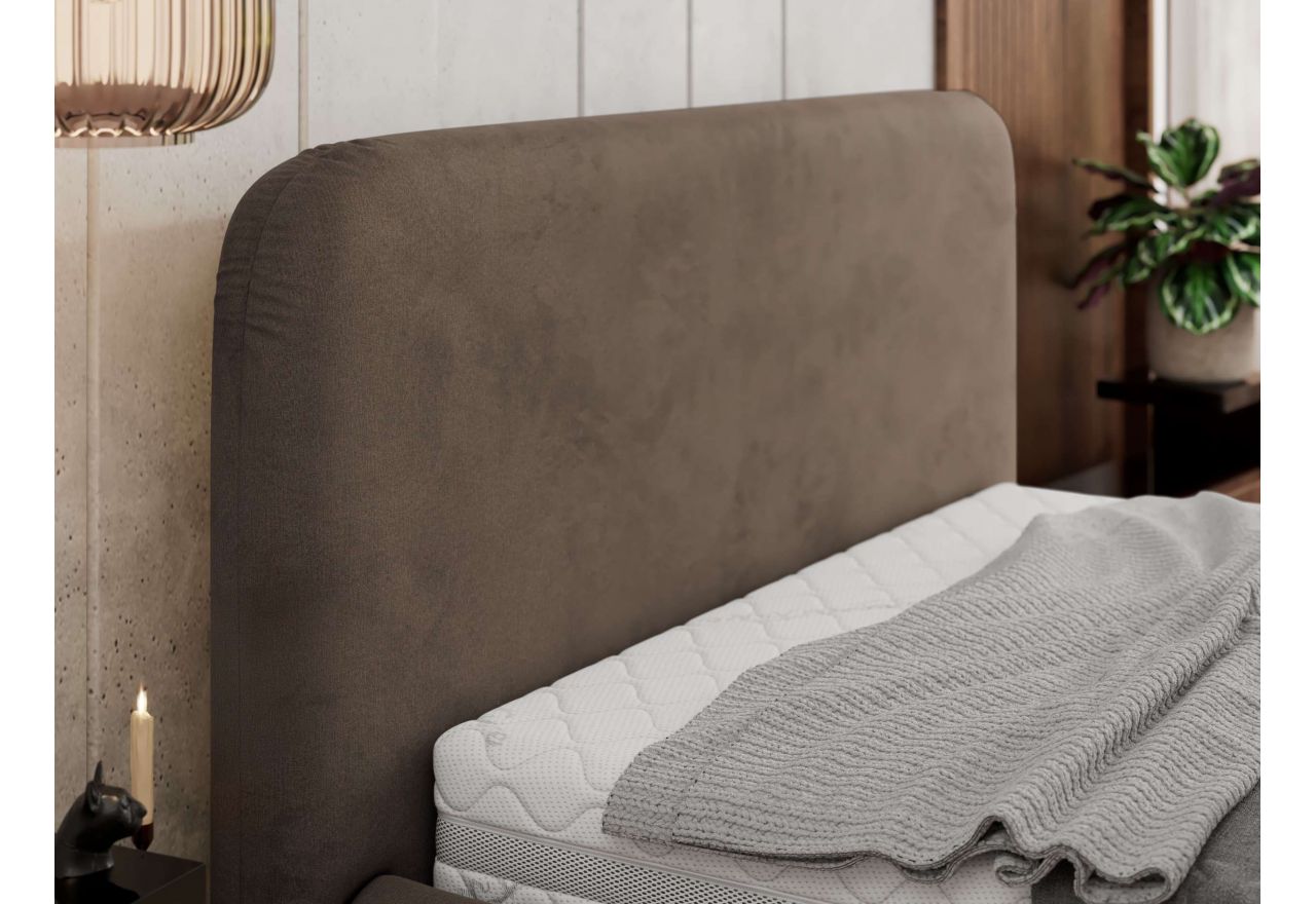 Łóżko tapicerowane BENEA CLASSIC 140x200 - brązowy, welwet