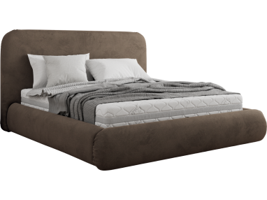 Łóżko tapicerowane BENEA CLASSIC 200x200 - materac piankowy - brązowy, welwet