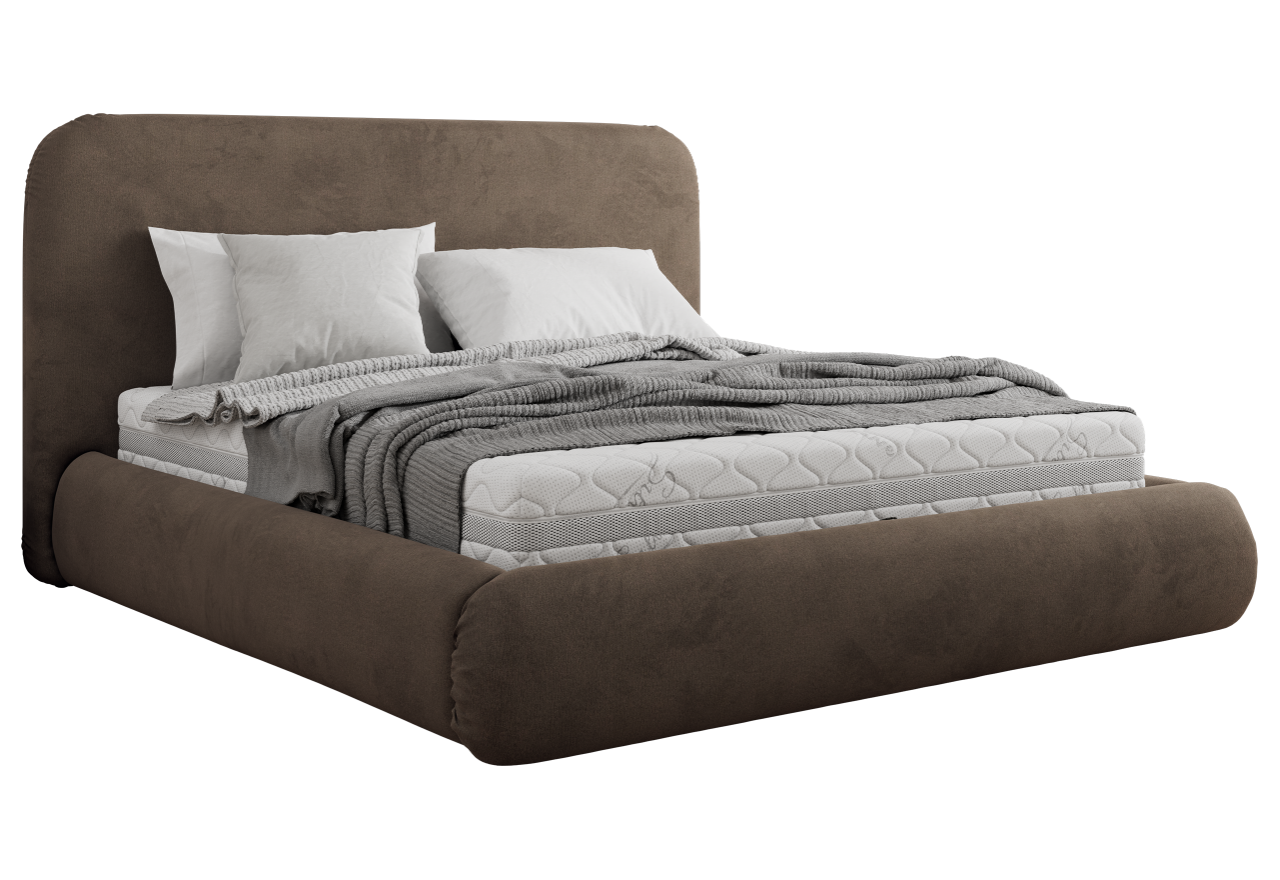 Łóżko tapicerowane BENEA CLASSIC 180x200 - materac pocket - brązowy, welwet