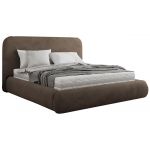 Łóżko tapicerowane BENEA CLASSIC 200x200 - materac pocket - brązowy, welwet