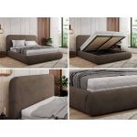 Łóżko tapicerowane BENEA CLASSIC 180x200 - materac multipocket - brązowy, welwet