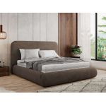 Łóżko tapicerowane BENEA CLASSIC 200x200 - materac multipocket - brązowy, welwet