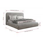 Łóżko tapicerowane BENEA CLASSIC 180x200 - materac piankowy - jasnoszary, welwet