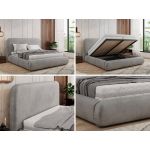 Łóżko tapicerowane BENEA CLASSIC 140x200 - materac pocket - jasnoszary, welwet