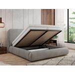 Łóżko tapicerowane BENEA CLASSIC 200x200 - materac pocket - jasnoszary, welwet