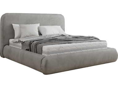 Łóżko tapicerowane BENEA CLASSIC 180x200 - materac multipocket - jasnoszary, welwet