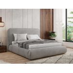Łóżko tapicerowane BENEA CLASSIC 200x200 - materac multipocket - jasnoszary, welwet