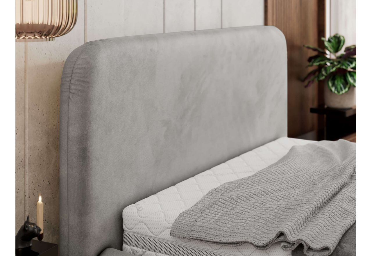 Łóżko tapicerowane BENEA CLASSIC 200x200 - materac multipocket - jasnoszary, welwet