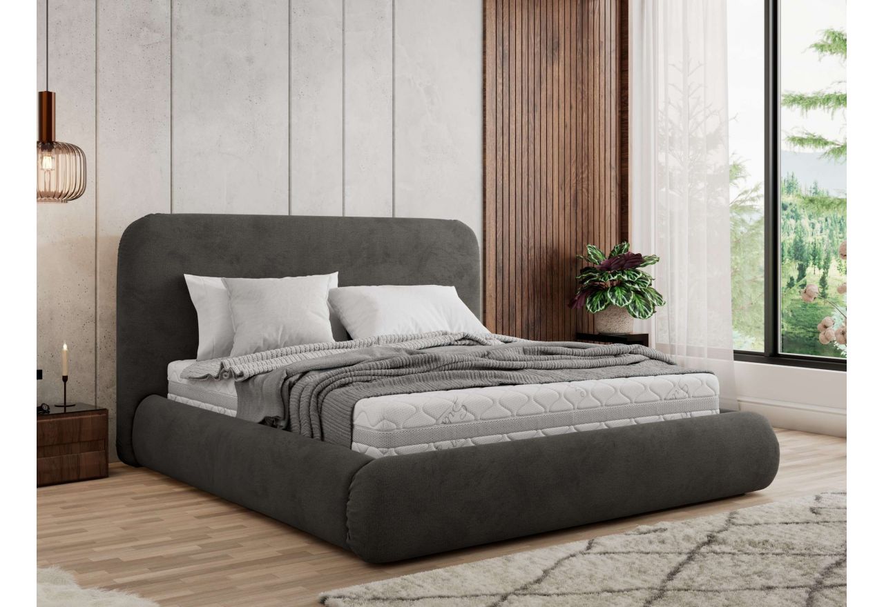 Łóżko tapicerowane BENEA CLASSIC 200x200 - ciemnoszary, welwet